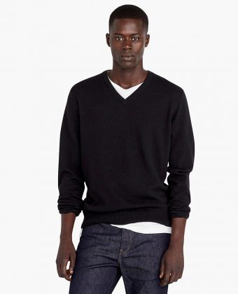 Black Cashmere V-neck Sweater