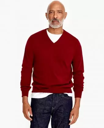 Red Cashmere V-neck Sweater